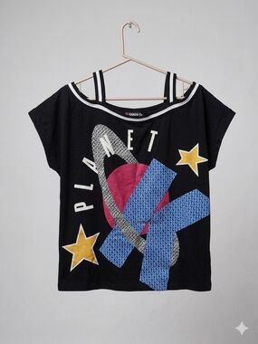 VINTAGE Kansai Yamamoto O2 Planet Graphic Tee Made in Japan Archival Rare Sz S